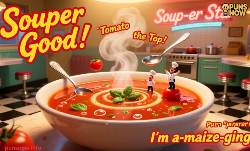 150+ Funny Tomato Puns and Jokes That Will Ketchup Your Day with Laughter 2 tomato soup puns that are souper funny 1