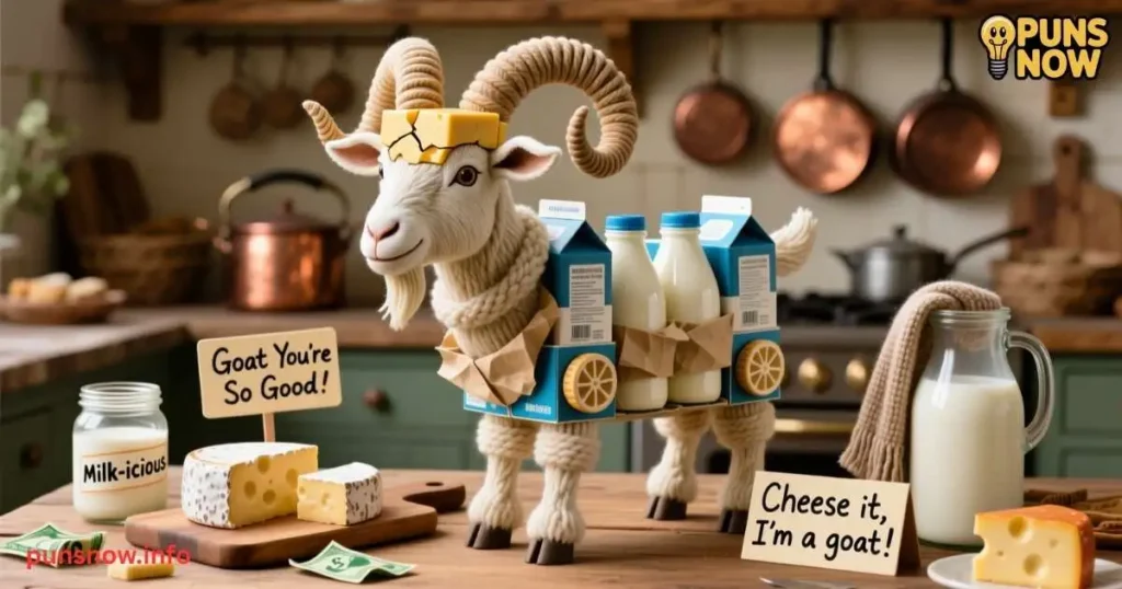 335+ Funny Goat Puns & Jokes That Are the Greatest of All Time (GOAT) 5 Goat Product & Food Puns (Milk, Cheese, Cashmere & More)